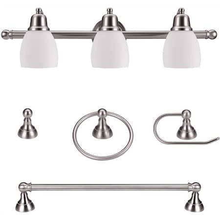 Globe Electric Jayden Satin Nickel All-In-One Bathroom Vanity Light Set 51229